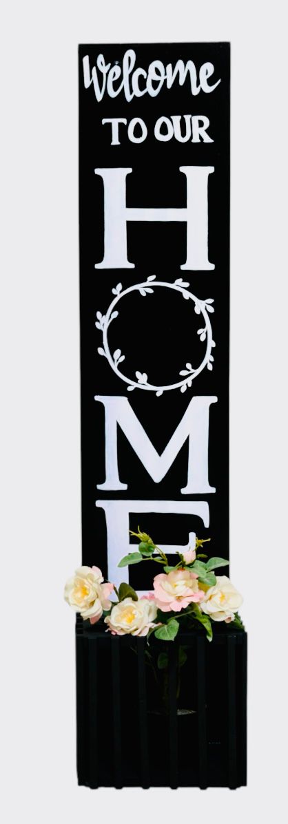 Rustic European Wooden “Welcome to Our Home” Planter Box